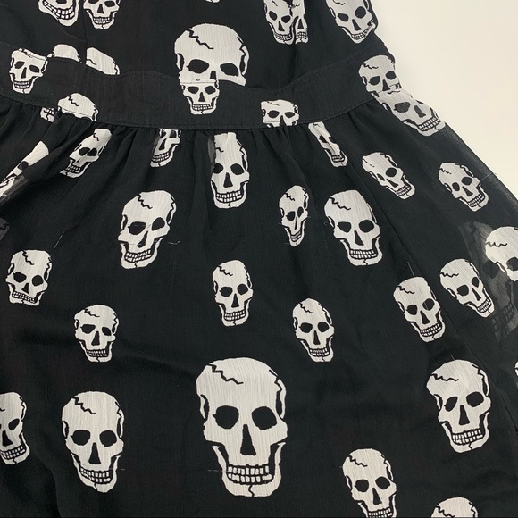 TRIPP NYC Skull Chiffon Dress Ruffles Goth Black Size Large - Picture 8 of 13